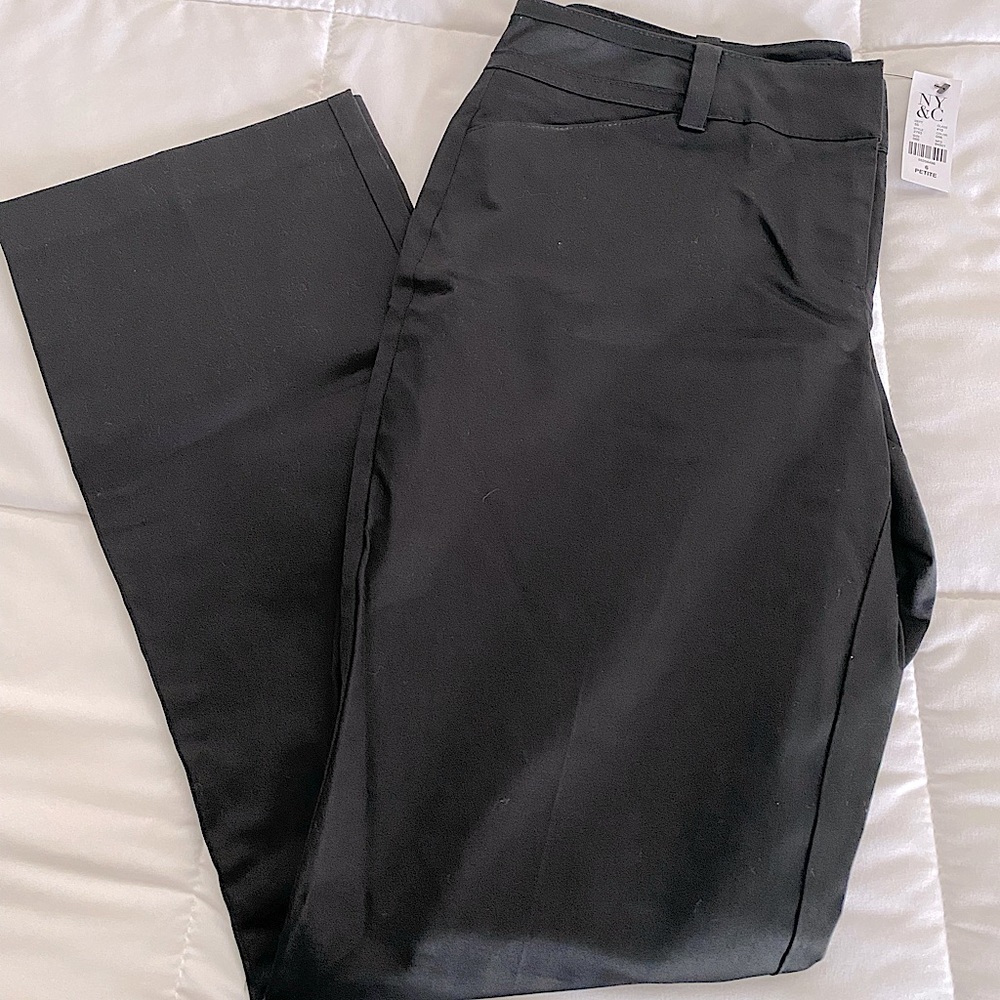 Petite Mid-Rise Straight-Leg Black Pant size 6